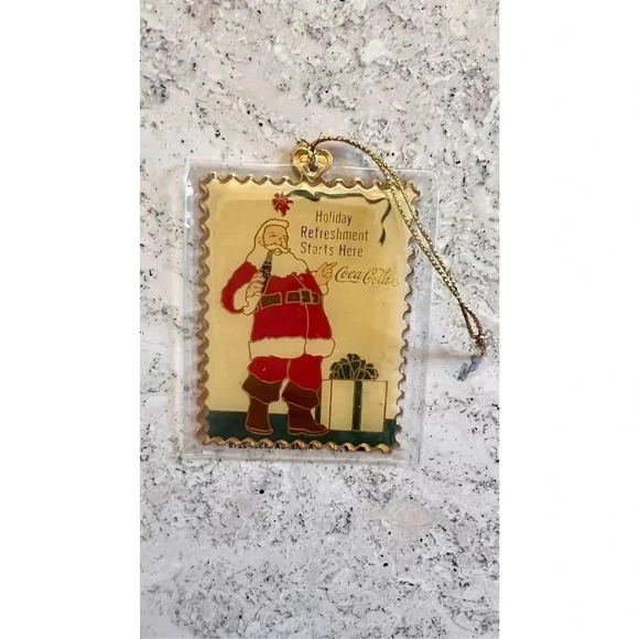 Vintage 1994 Coca-Cola‎ Postage Stamp Santa Christmas Ornaments Limited Edition - Picture 4 of 8